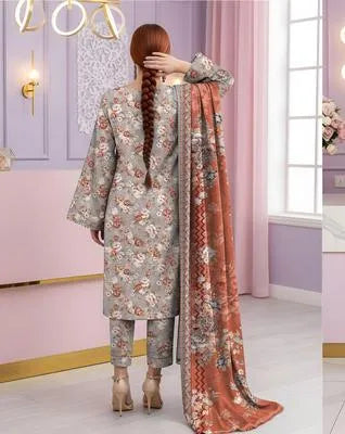 3 Pcs Women's Unstitched Printed Suit