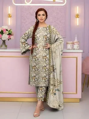3 Pcs Women's Unstitched Printed Suit