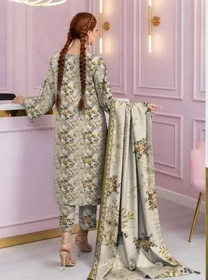 3 Pcs Women's Unstitched Printed Suit